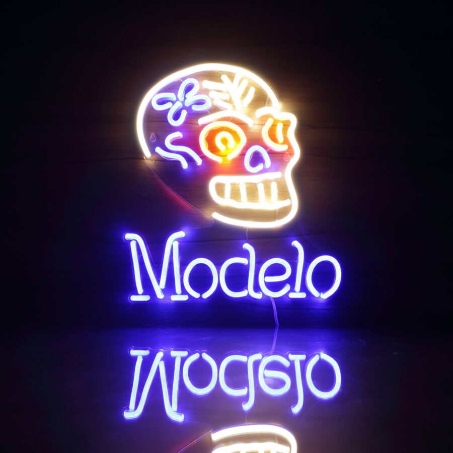 Modelo Beer With Skull Handmade Neon Flex Led Sign