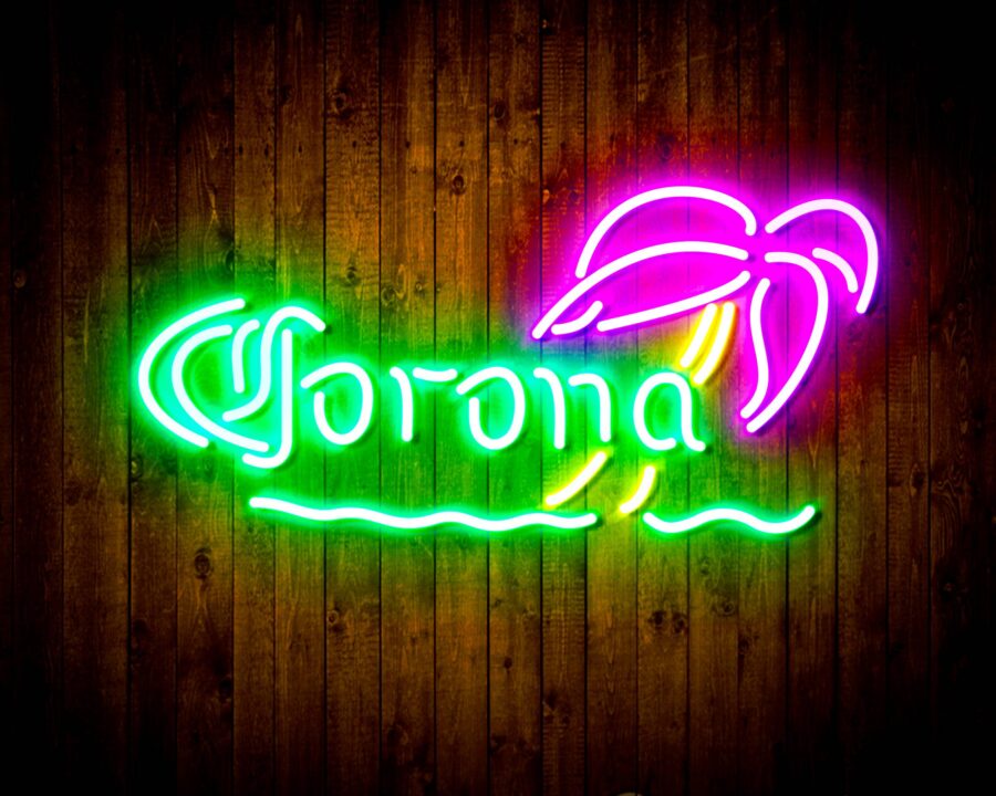 Corona With Palm Tree Handmade Neon Flex Led Sign - Image 3