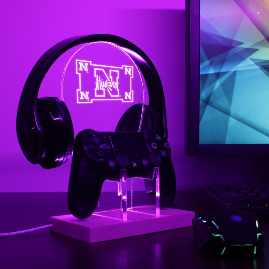 University Nebraska Husker Led Gaming Headset Controller Stand - Image 3