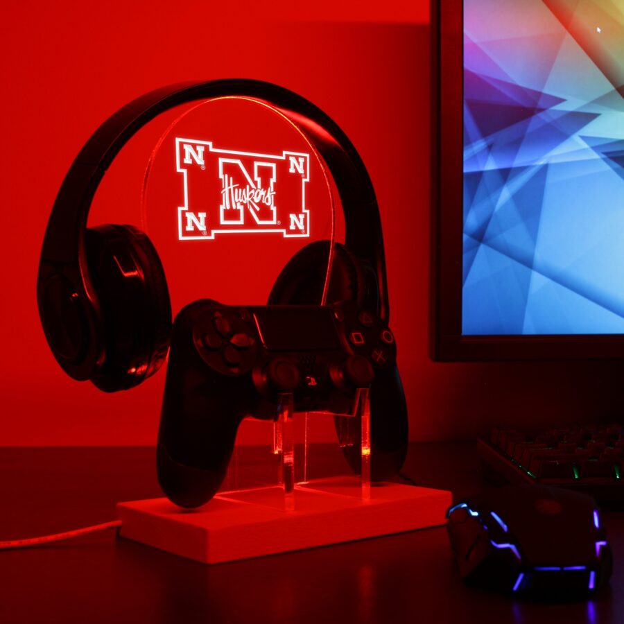 University Nebraska Husker Led Gaming Headset Controller Stand - Image 2
