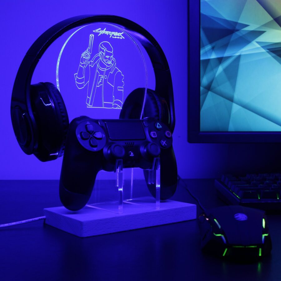Cyberpunk 2077 Male V Led Gaming Headset Controller Stand - Image 4