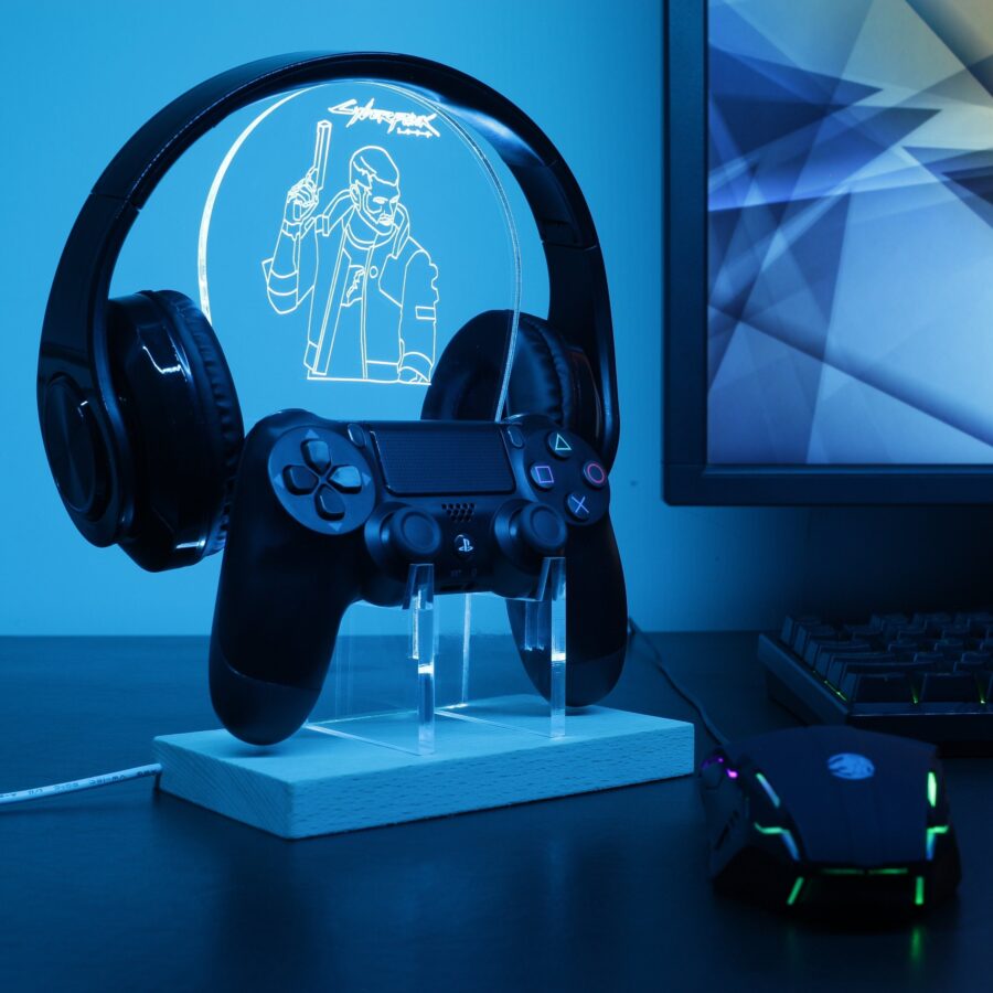 Cyberpunk 2077 Male V Led Gaming Headset Controller Stand - Image 2