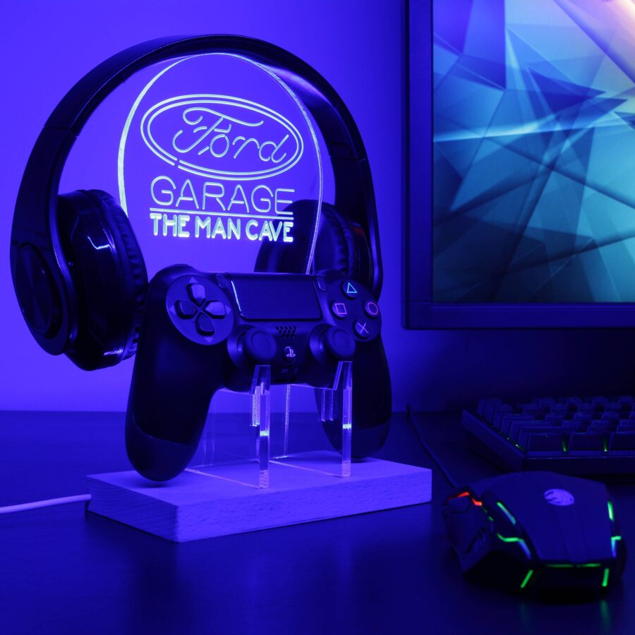 Ford Garage Car Custom Personalized Rgb Led Gaming Headset Controller Stand - Image 5
