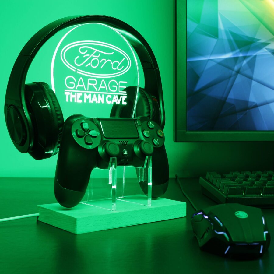 Ford Garage Car Custom Personalized Rgb Led Gaming Headset Controller Stand - Image 4