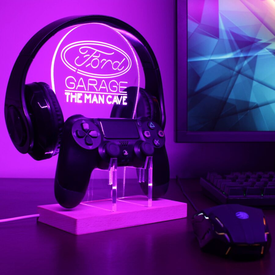 Ford Garage Car Custom Personalized Rgb Led Gaming Headset Controller Stand - Image 6