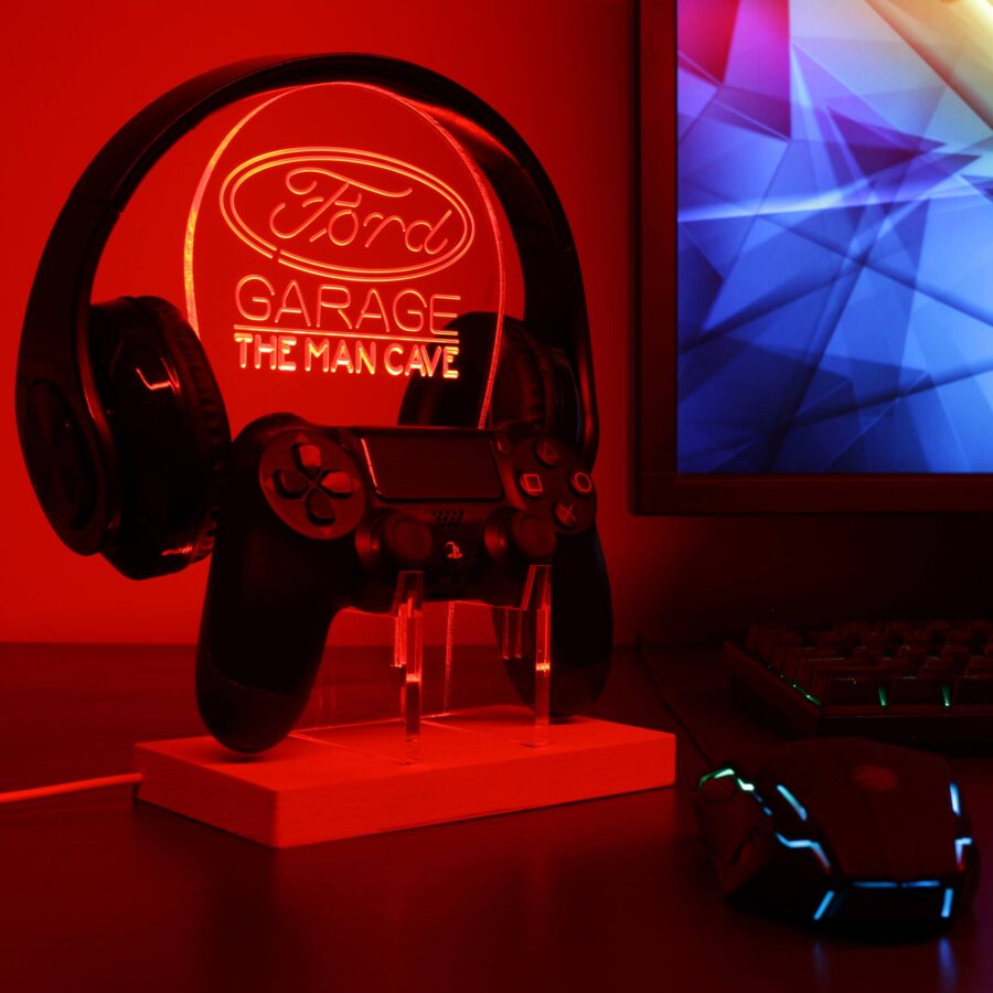 Ford Garage Car Custom Personalized Rgb Led Gaming Headset Controller Stand - Image 2
