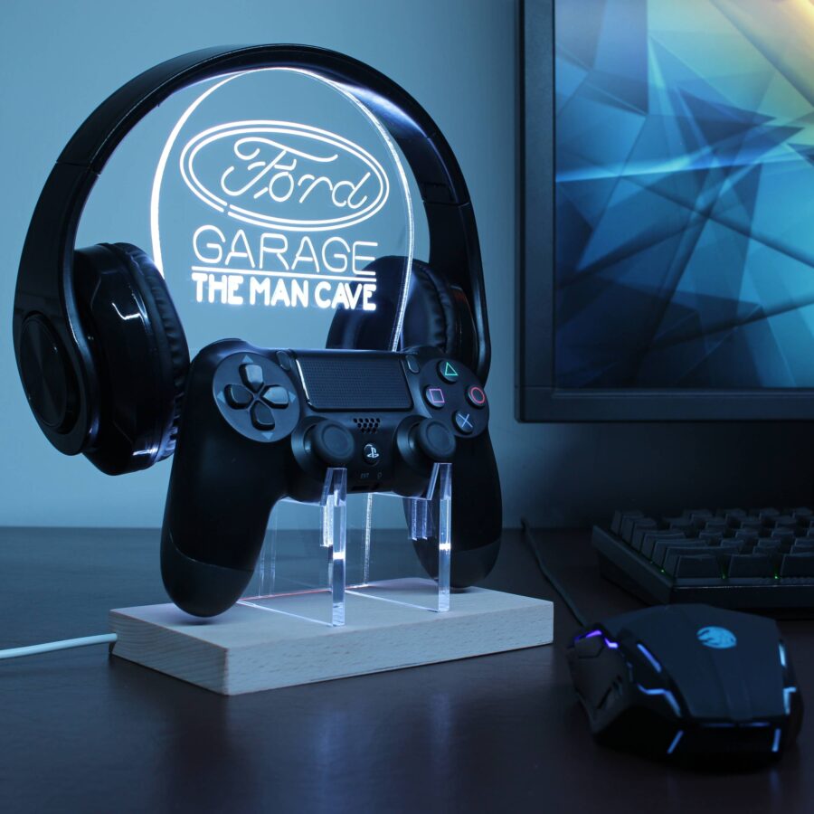 Ford Garage Car Custom Personalized Rgb Led Gaming Headset Controller Stand - Image 3