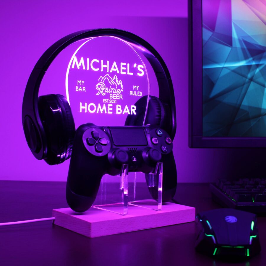 Rainier Beer Personalized Rgb Led Gaming Headset Controller Stand - Image 3