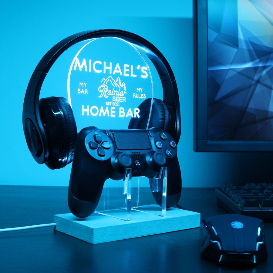 Rainier Beer Personalized Rgb Led Gaming Headset Controller Stand - Image 6