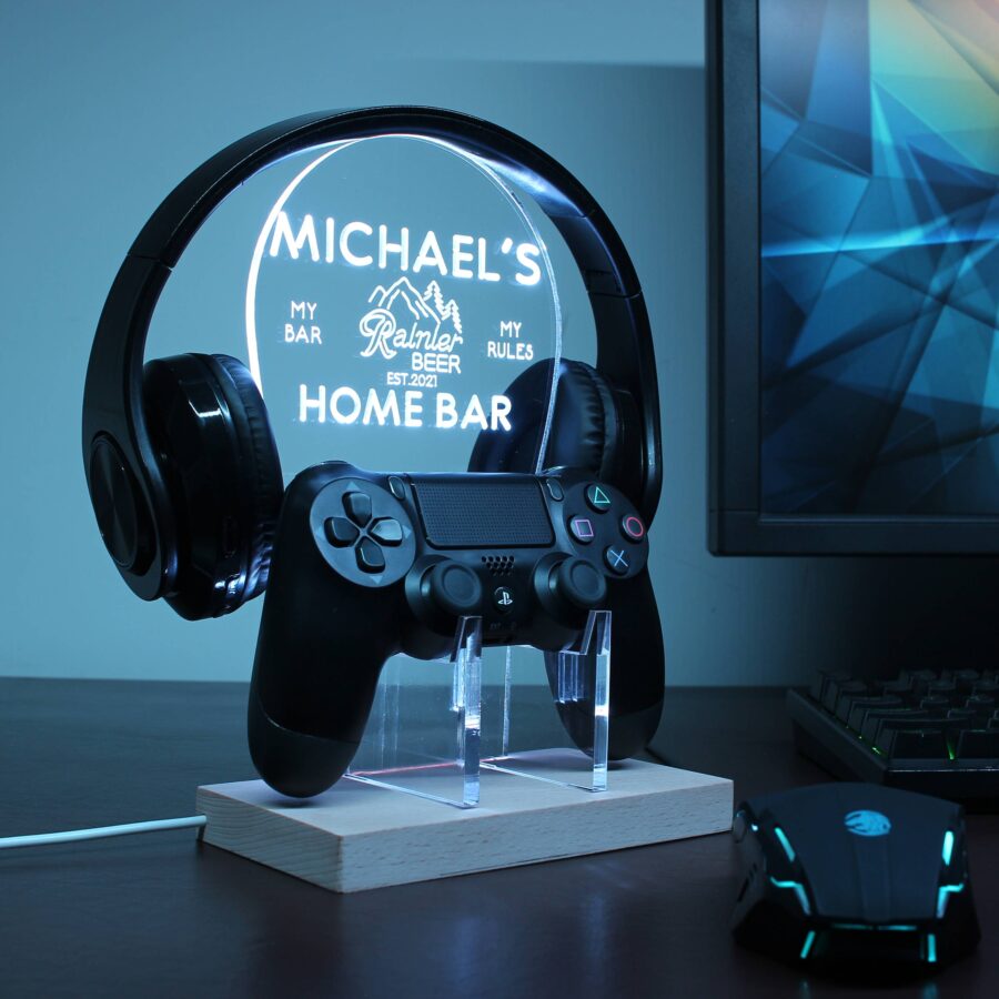 Rainier Beer Personalized Rgb Led Gaming Headset Controller Stand - Image 4