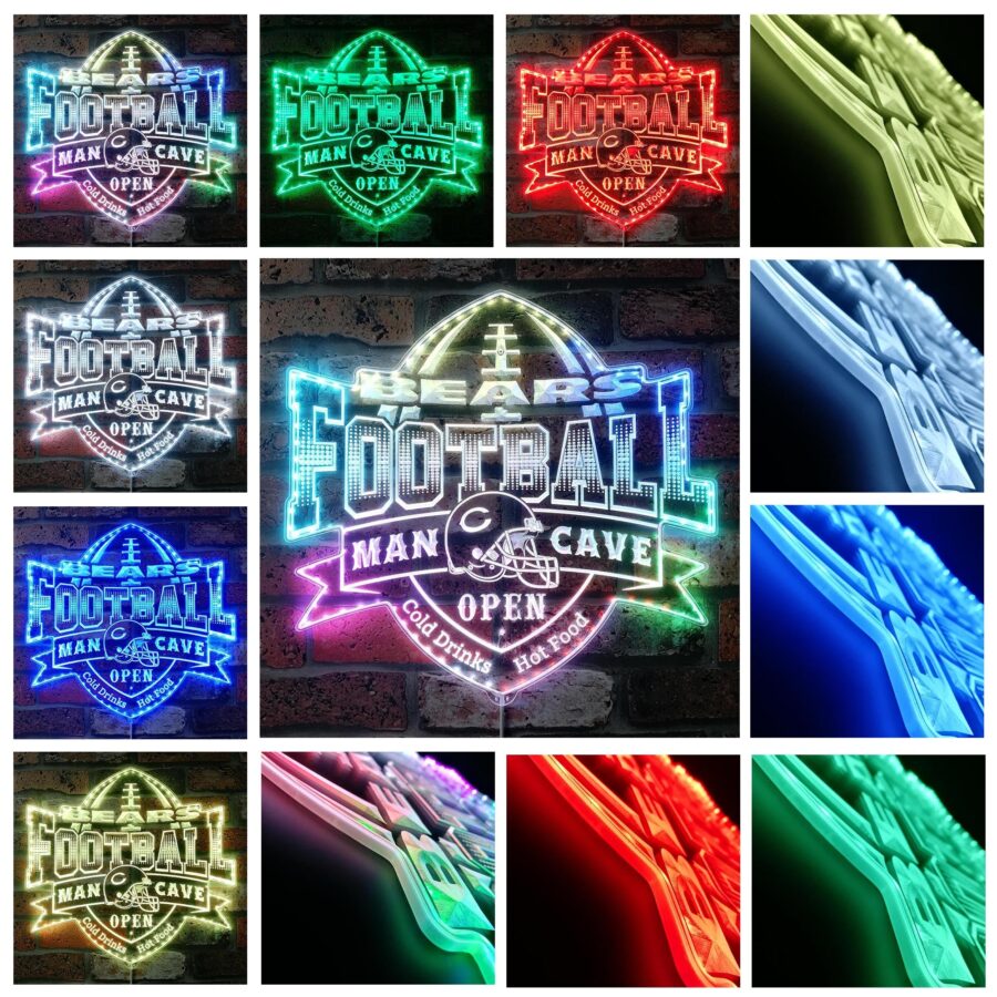 Helmet Chicago Bears Club Dynamic Rgb Edge Lit Led Sign Style 2 - Image 2