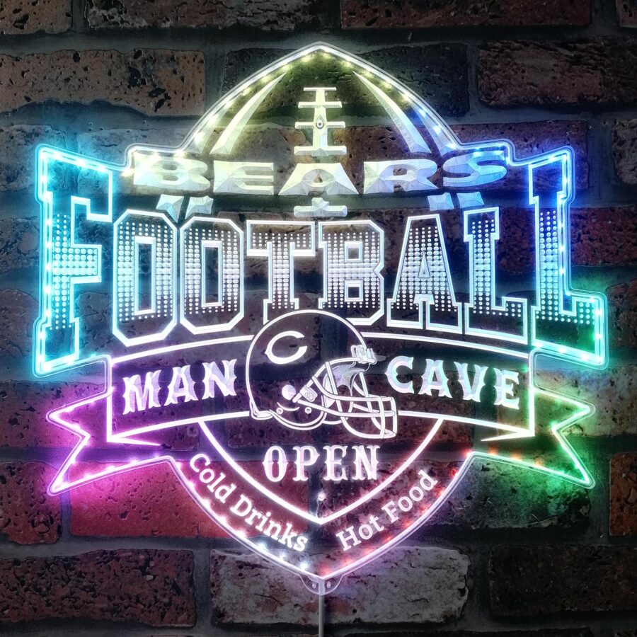 Helmet Chicago Bears Club Dynamic Rgb Edge Lit Led Sign Style 2