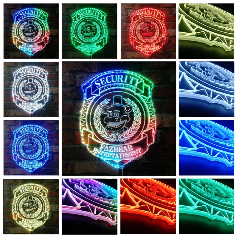 Five Nights At Freddys Security Badge Dynamic Rgb Edge Lit Led Sign - Image 4
