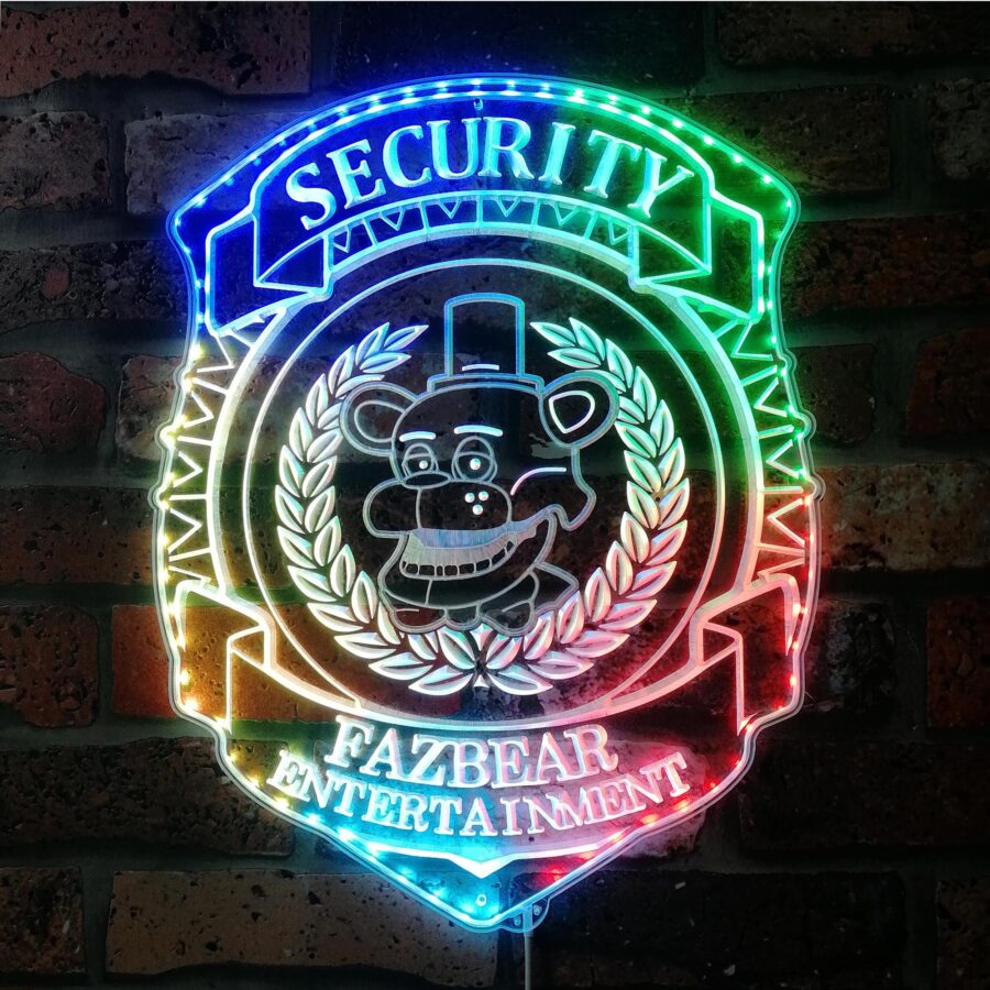 Five Nights At Freddys Security Badge Dynamic Rgb Edge Lit Led Sign - Image 2