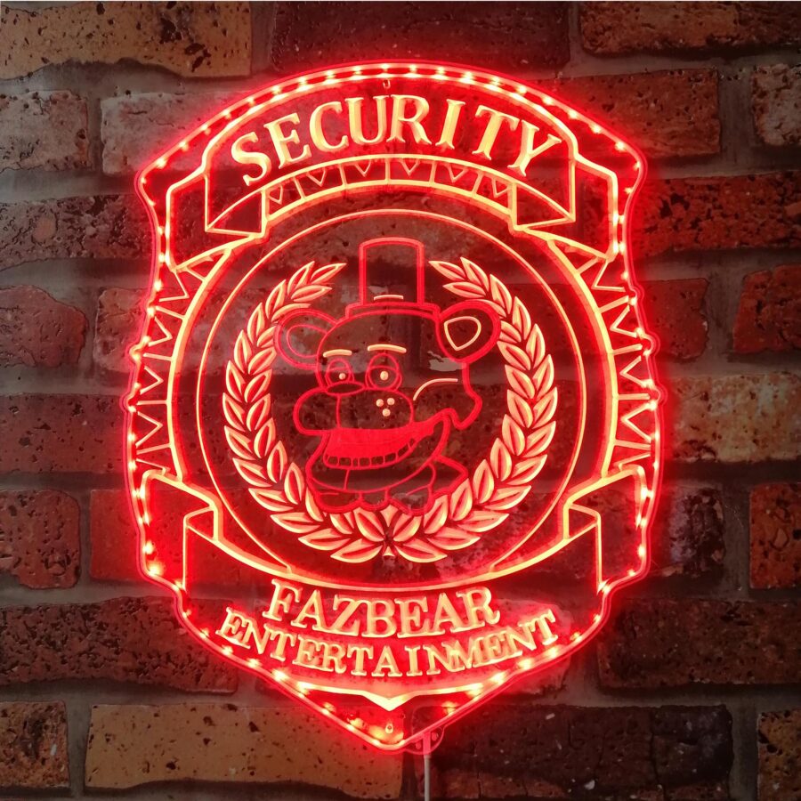 Five Nights At Freddys Security Badge Dynamic Rgb Edge Lit Led Sign