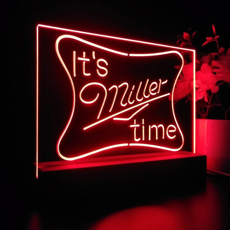 Its Miller Time Beer Bar Neon Sign Pub Bar Lamp - Image 5