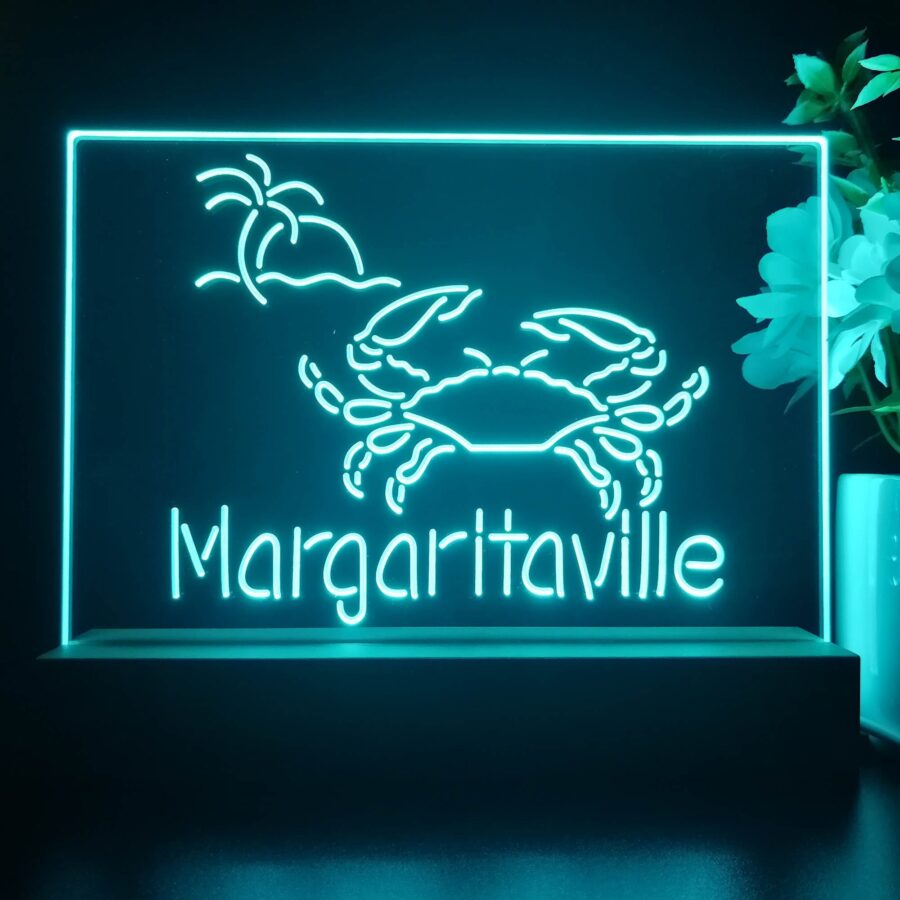Margaritaville Caribbean Crab Seafood Neon Sign Pub Bar Lamp - Image 2