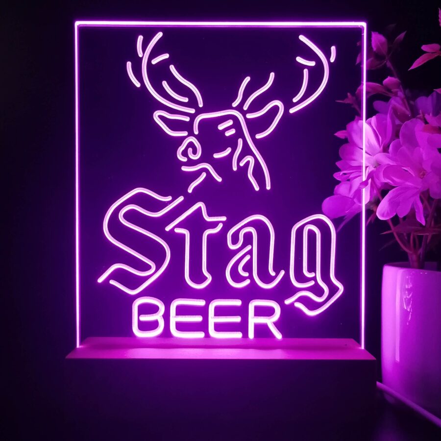 Stag Deer Head Beer Night Light Neon Pub Bar Lamp