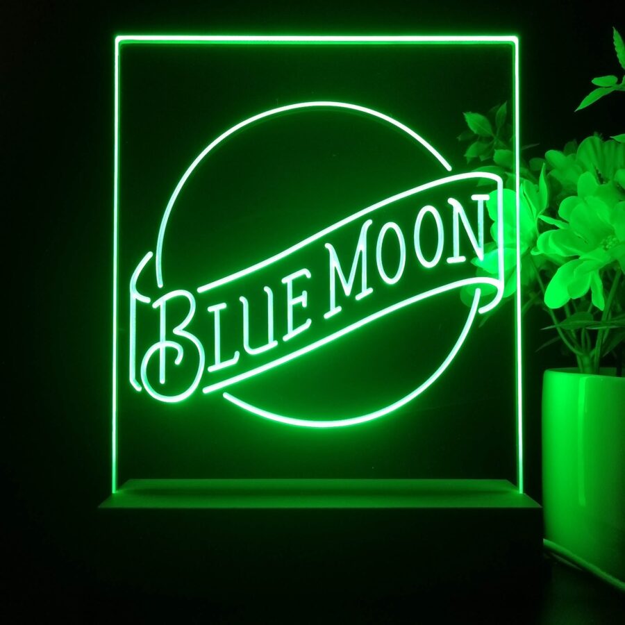 Blue Moon Beer Bar 3D Illusion Night Light Desk Lamp - Image 2