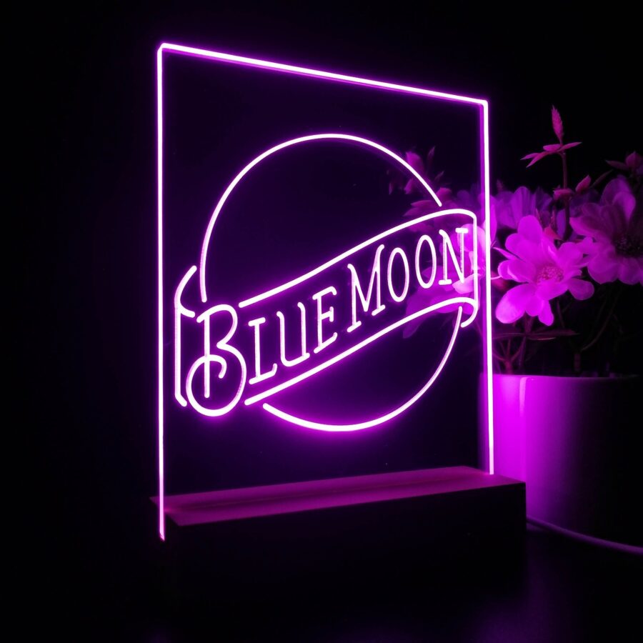 Blue Moon Beer Bar 3D Illusion Night Light Desk Lamp - Image 6