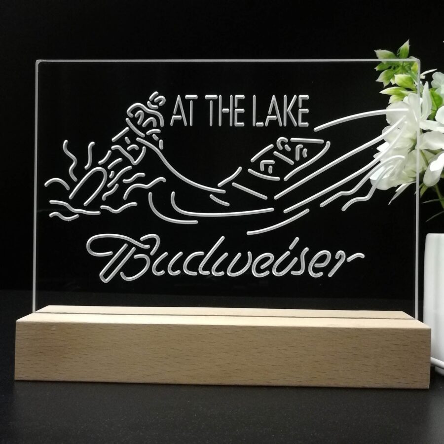 Budweiser At The Lake Cabin Neon Sign Pub Bar Lamp - Image 8