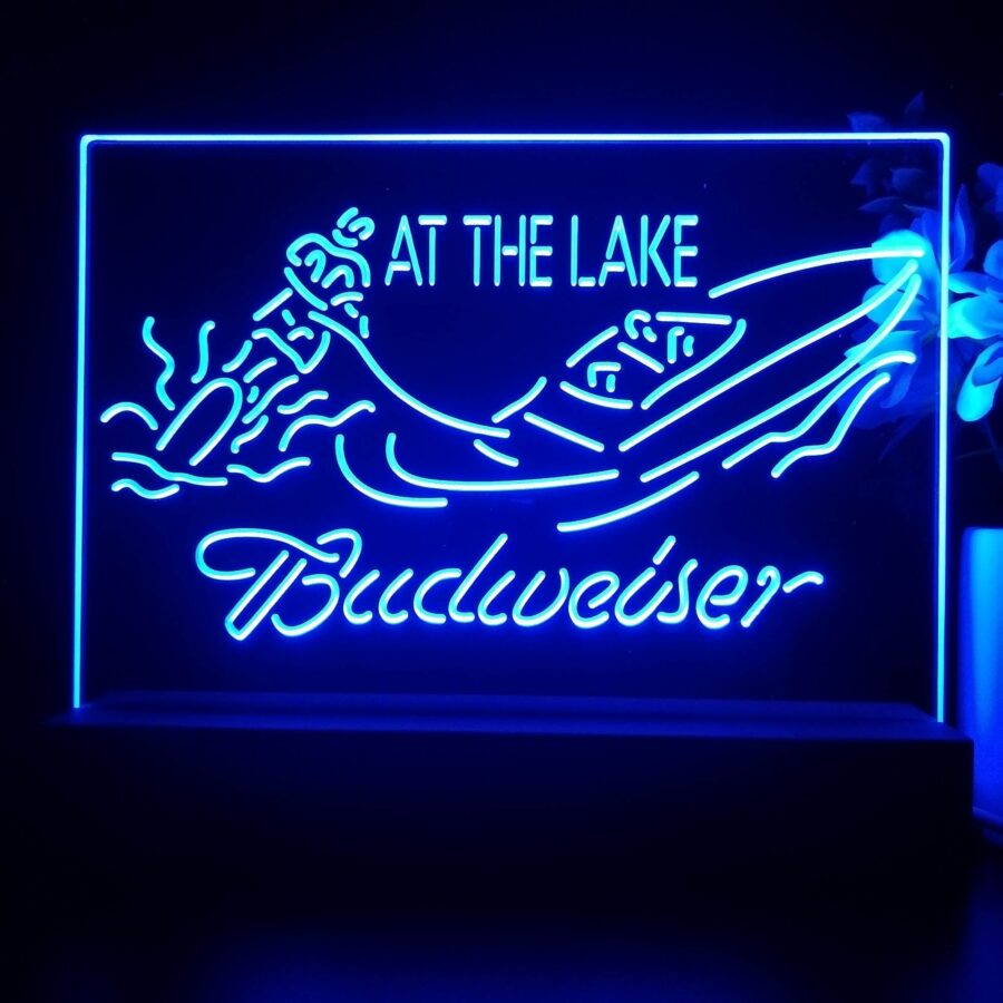 Budweiser At The Lake Cabin Neon Sign Pub Bar Lamp