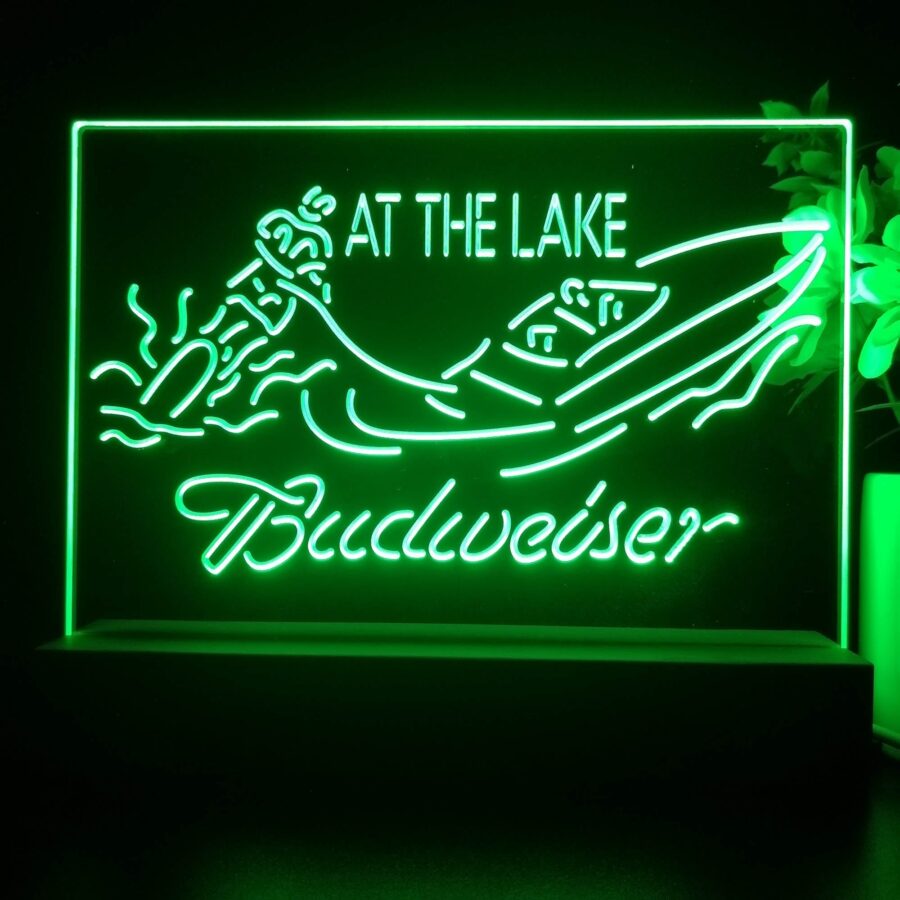 Budweiser At The Lake Cabin Neon Sign Pub Bar Lamp - Image 4