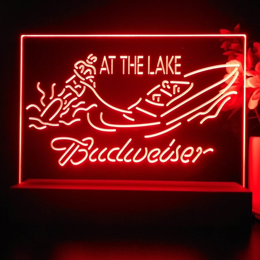 Budweiser At The Lake Cabin Neon Sign Pub Bar Lamp - Image 3