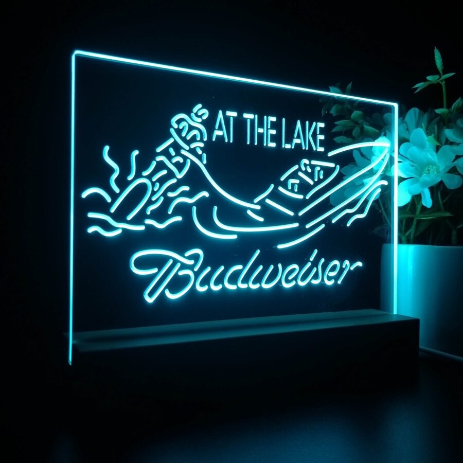 Budweiser At The Lake Cabin Neon Sign Pub Bar Lamp - Image 5