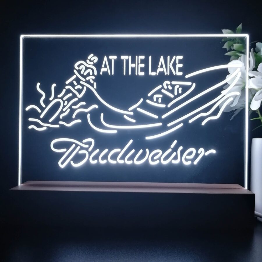 Budweiser At The Lake Cabin Neon Sign Pub Bar Lamp - Image 2