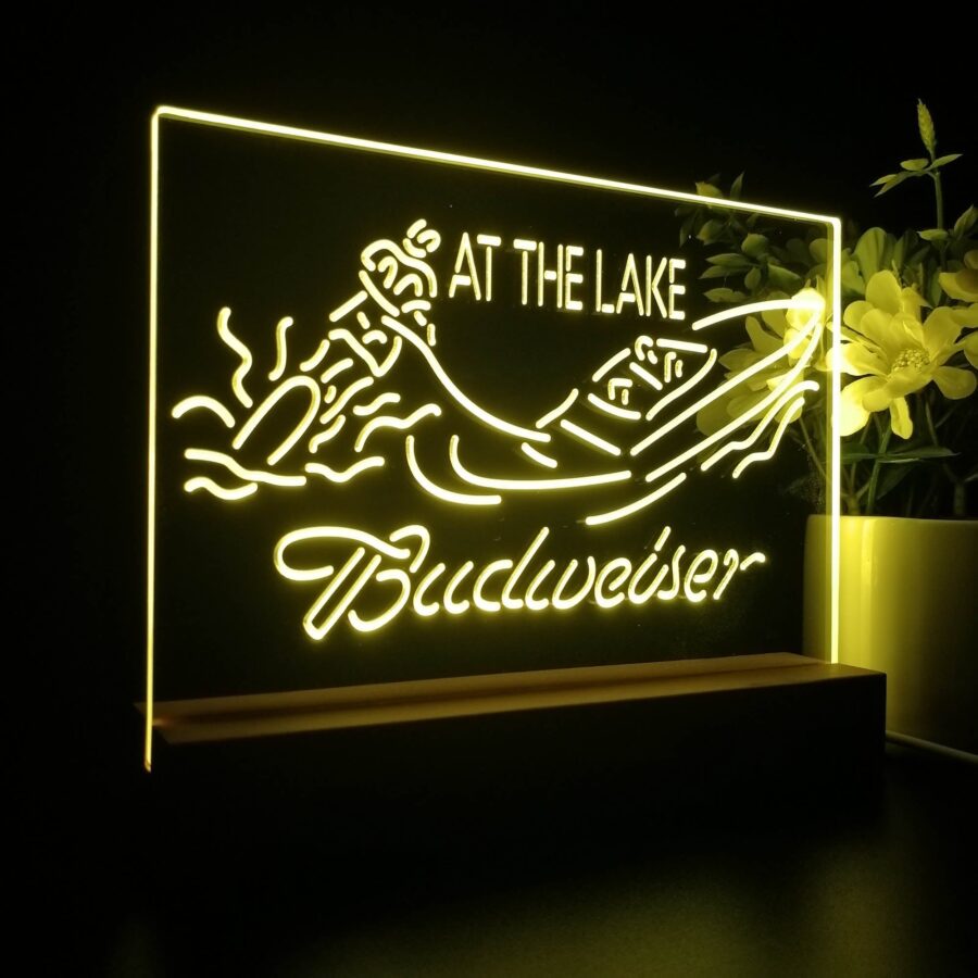 Budweiser At The Lake Cabin Neon Sign Pub Bar Lamp - Image 6