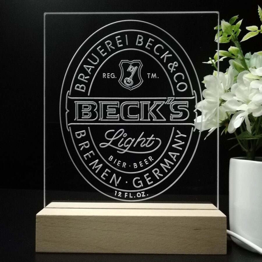 Becks Light Beer Germany Night Light Neon Pub Bar Lamp - Image 8
