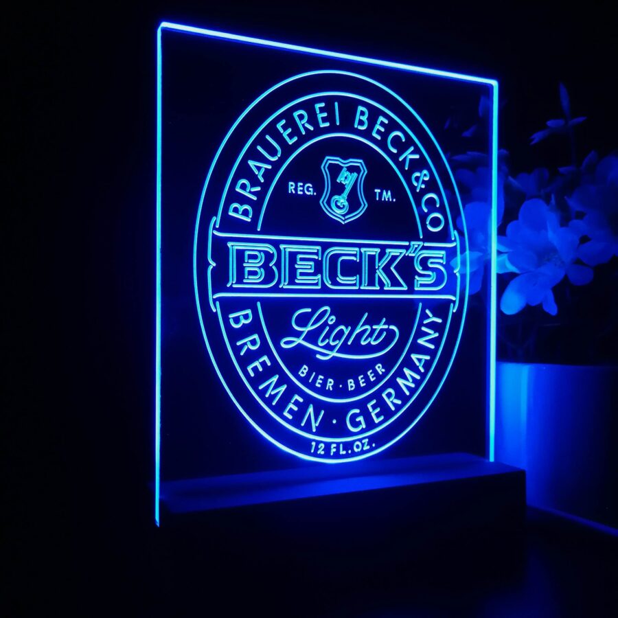 Becks Light Beer Germany Night Light Neon Pub Bar Lamp - Image 7