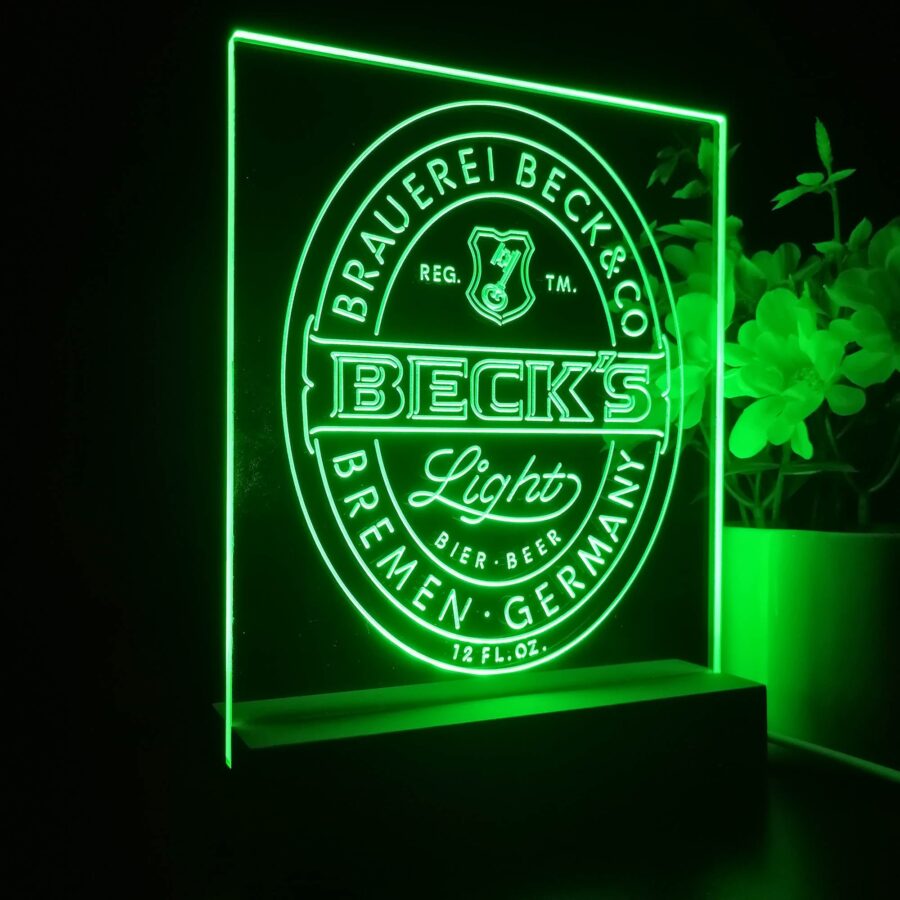 Becks Light Beer Germany Night Light Neon Pub Bar Lamp - Image 6