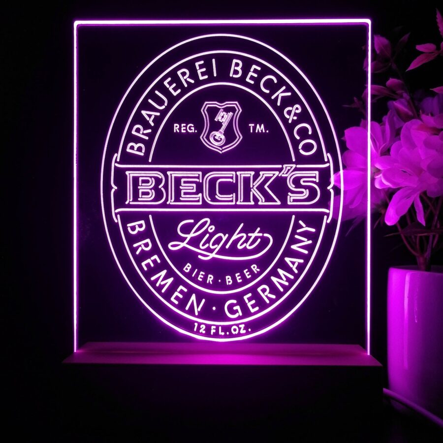 Becks Light Beer Germany Night Light Neon Pub Bar Lamp - Image 3