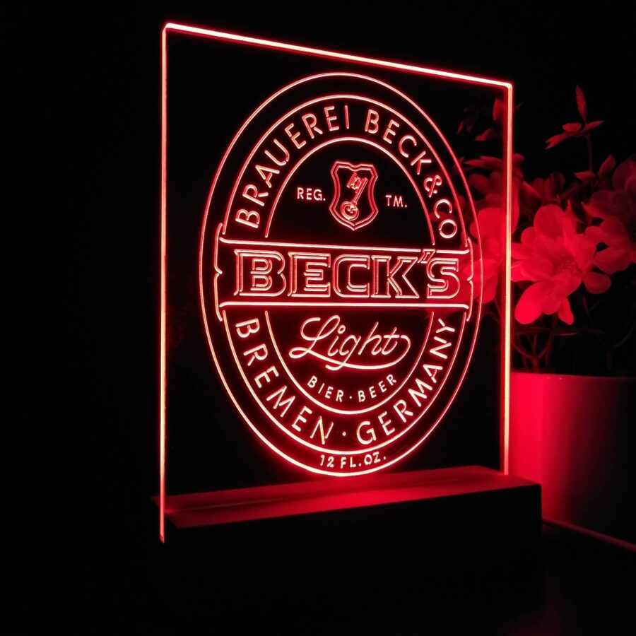 Becks Light Beer Germany Night Light Neon Pub Bar Lamp - Image 5
