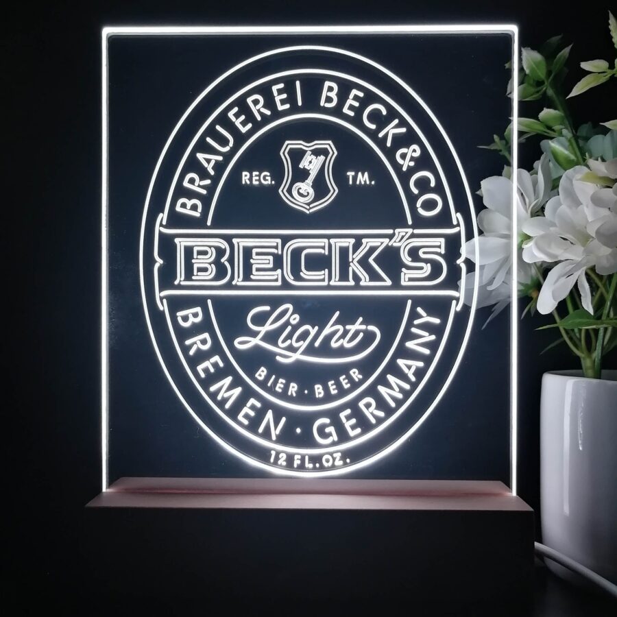 Becks Light Beer Germany Night Light Neon Pub Bar Lamp - Image 4
