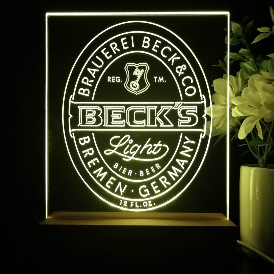 Becks Light Beer Germany Night Light Neon Pub Bar Lamp - Image 2