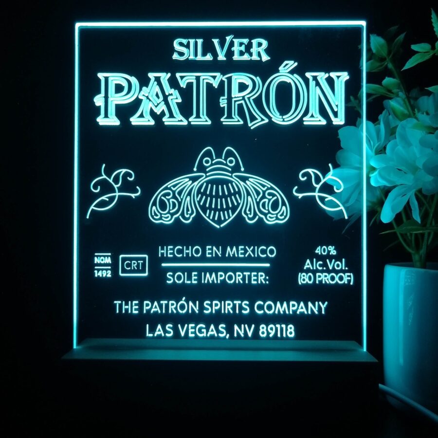 Patron Silver Tequila Night Light Neon Pub Bar Lamp