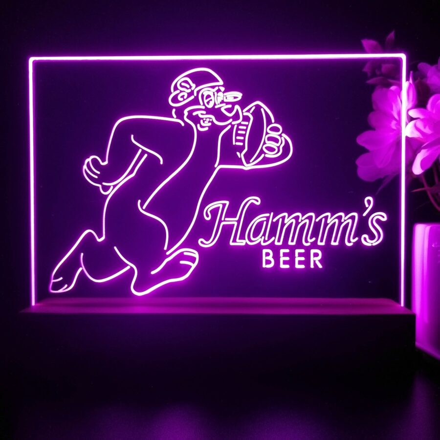 Hamms Beer Bear Football Decoration Gifts Neon Sign Pub Bar Decor Lamp