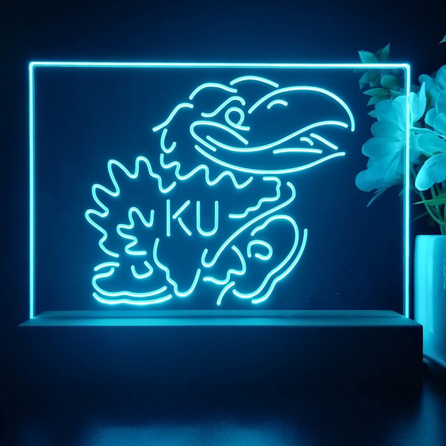 Kansas Jayhawks Ku 3D Illusion Night Light Desk Lamp
