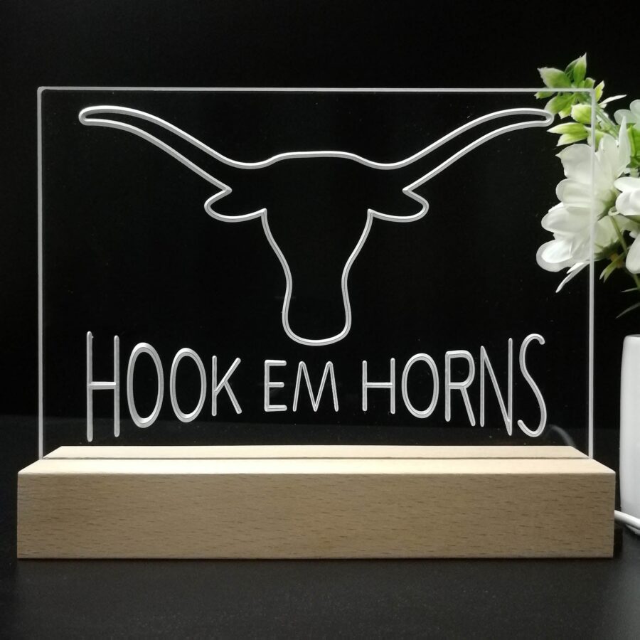 Hook Em Horns University Of Texas 3D Illusion Night Light Desk Lamp - Image 8
