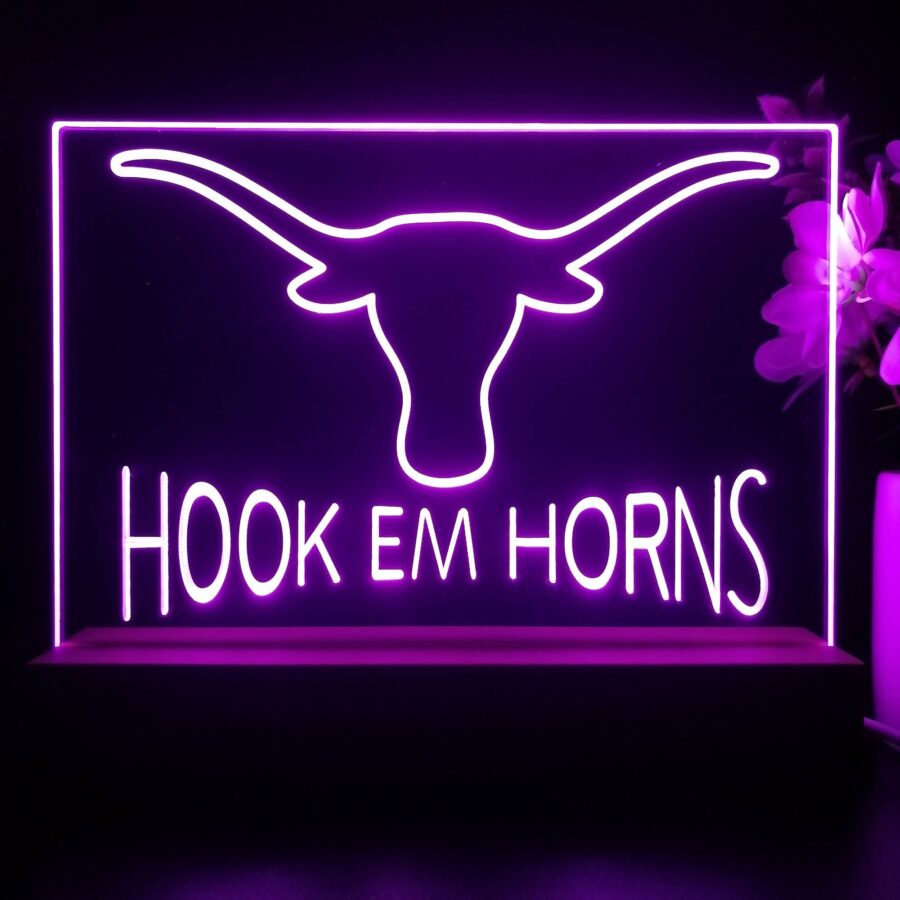 Hook Em Horns University Of Texas 3D Illusion Night Light Desk Lamp - Image 2