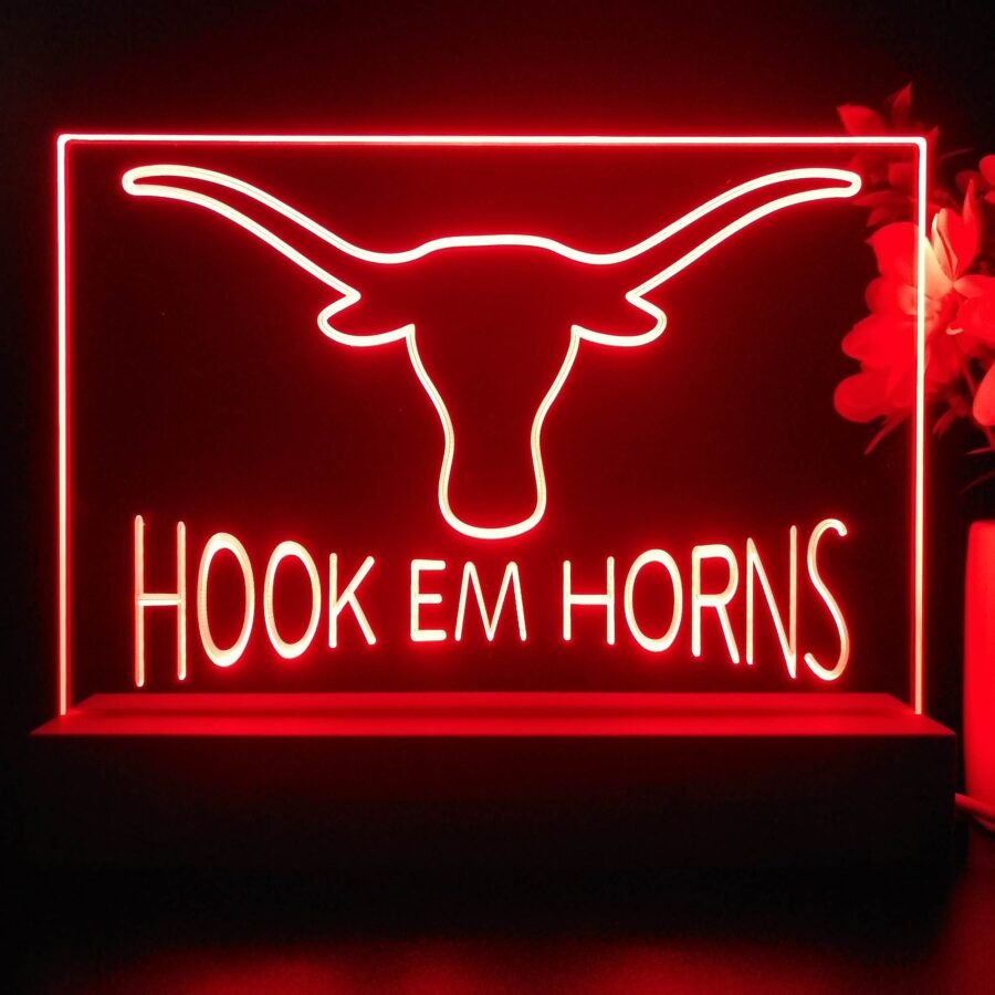 Hook Em Horns University Of Texas 3D Illusion Night Light Desk Lamp - Image 4