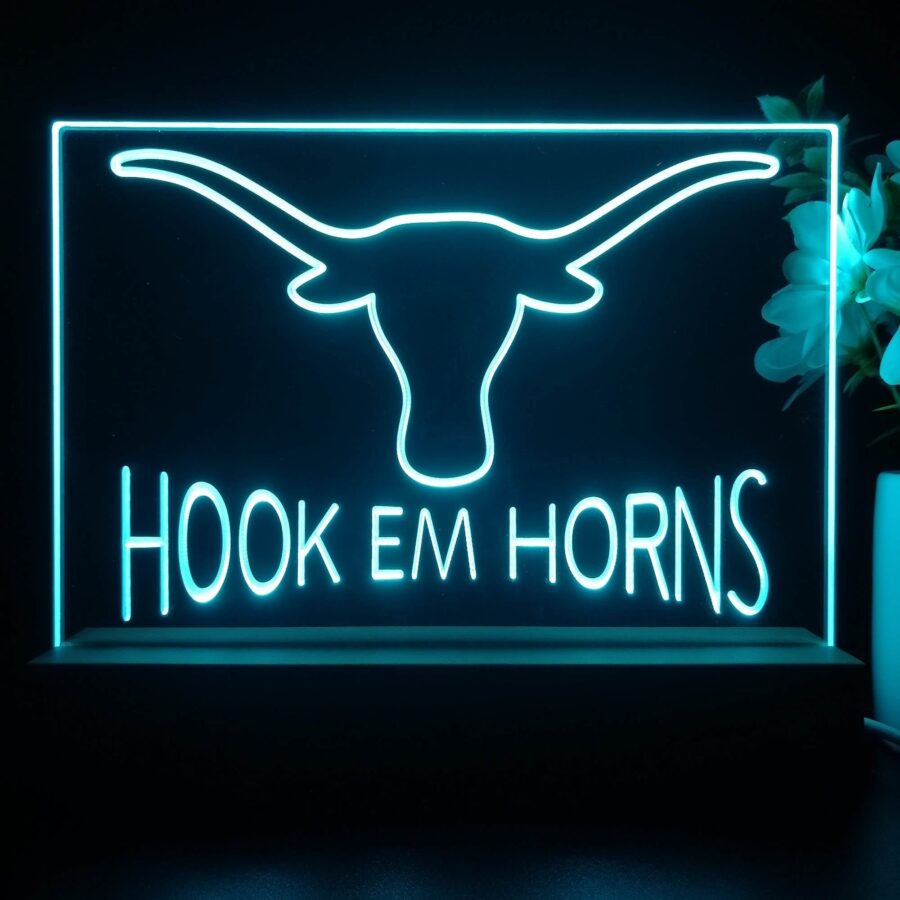 Hook Em Horns University Of Texas 3D Illusion Night Light Desk Lamp - Image 3