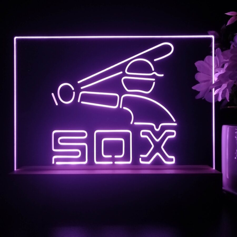 Chicago White Soxs Souvenir Throwback Night Light Pub Bar Lamp - Image 4
