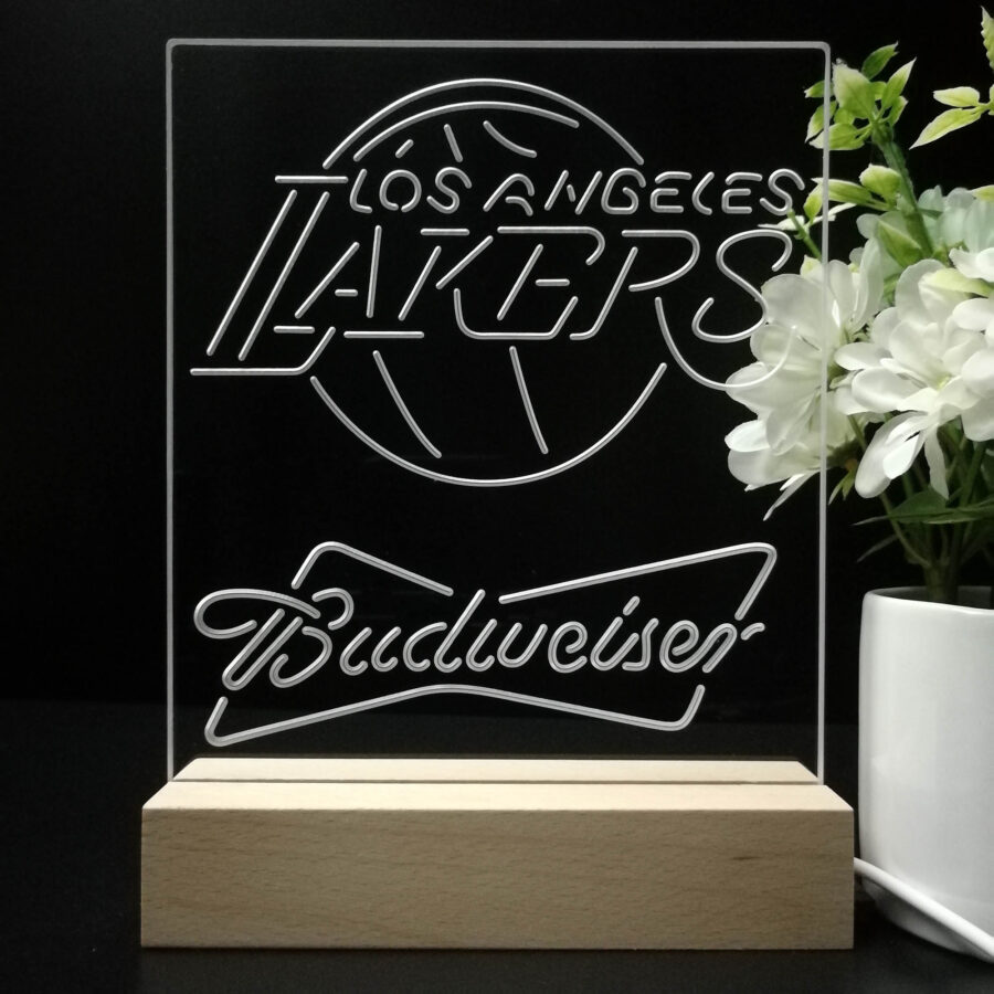 Los Angeles Lakers Budweiser Neon Sign Pub Bar Lamp - Image 8
