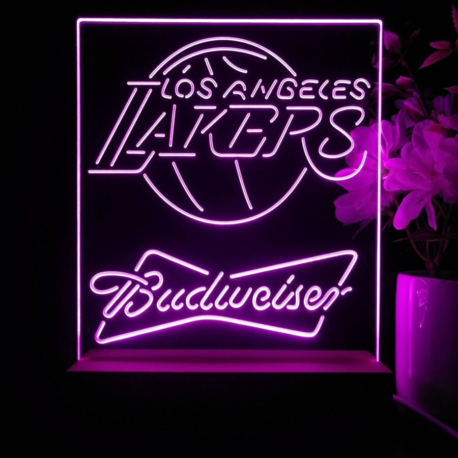 Los Angeles Lakers Budweiser Neon Sign Pub Bar Lamp
