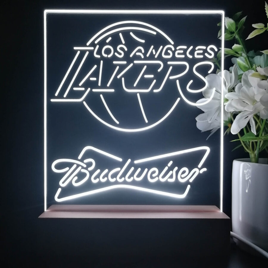 Los Angeles Lakers Budweiser Neon Sign Pub Bar Lamp - Image 3