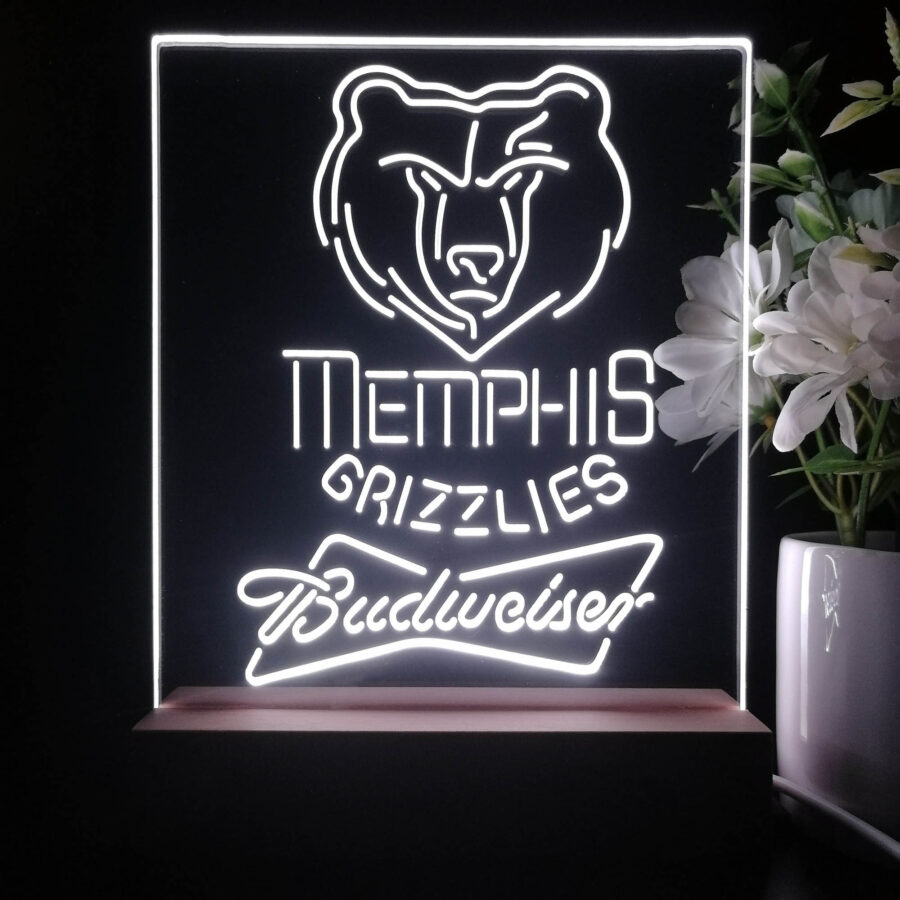 Memphis Grizzlies Budweiser Neon Sign Pub Bar Lamp - Image 4